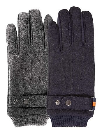 Gants tactiles en tissu lainé, doublés imitation fourrure homme Isotoner