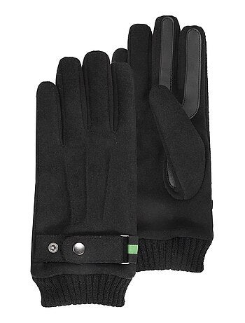 Gants tactiles en tissu lainé, doublés imitation fourrure homme