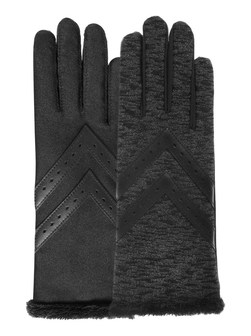 Gants tactiles en tissu recyclé, doublés chaud, Taille Unique femme Isotoner Noir Gris - Kiabi
