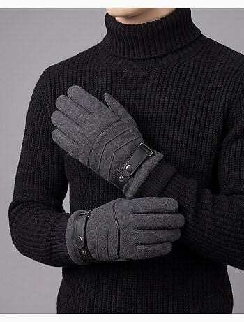 Gants tactiles, microfibre - doublés fausse fourrure homme