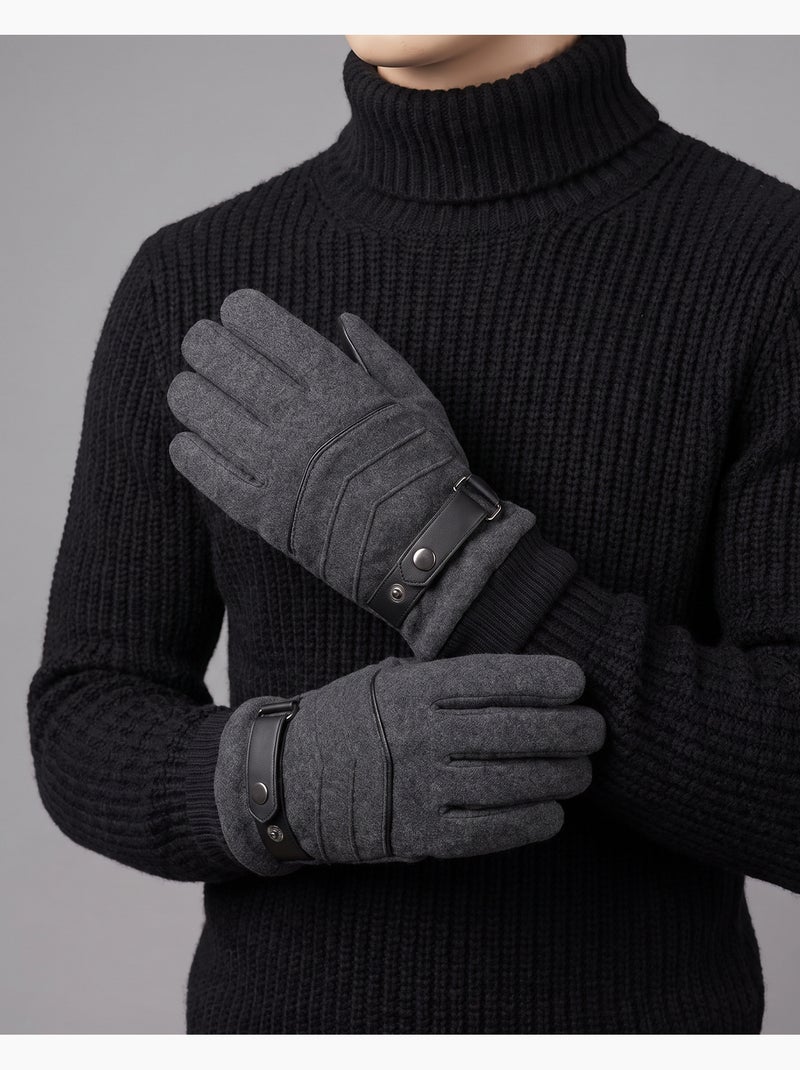 Gants tactiles, microfibre - doublés fausse fourrure homme Gris - Kiabi
