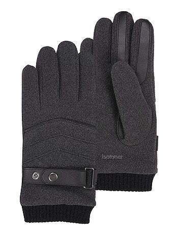 Gants tactiles, microfibre - doublés fausse fourrure homme Isotoner