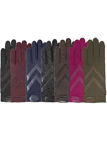 Gants tactiles tissu extensible recyclé, résistant à l'eau, non doublé, femme