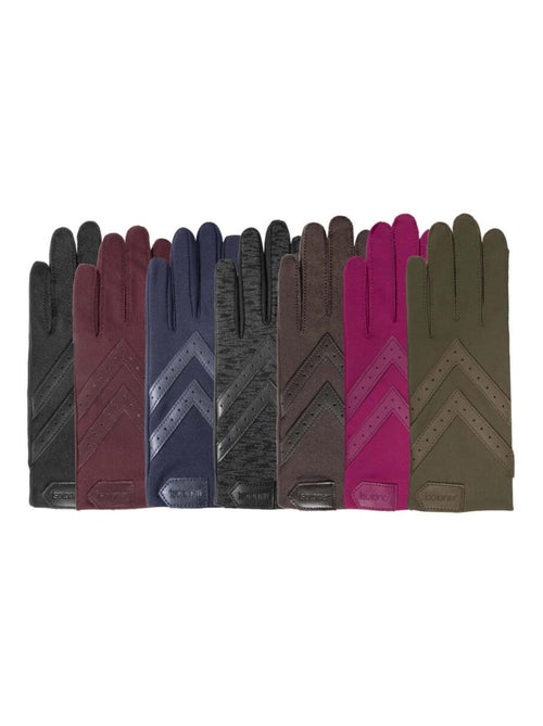 Gants tactiles tissu extensible recyclé, résistant à l'eau, non doublé, femme Isotoner - Kiabi