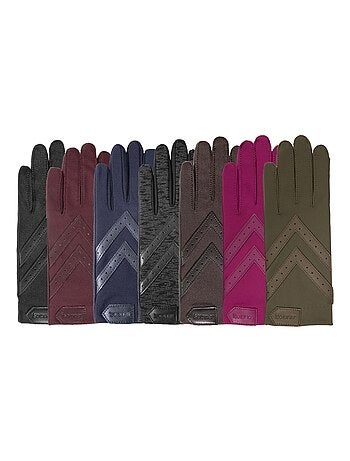 Gants tactiles tissu extensible recyclé, résistant à l'eau, non doublé, femme Isotoner