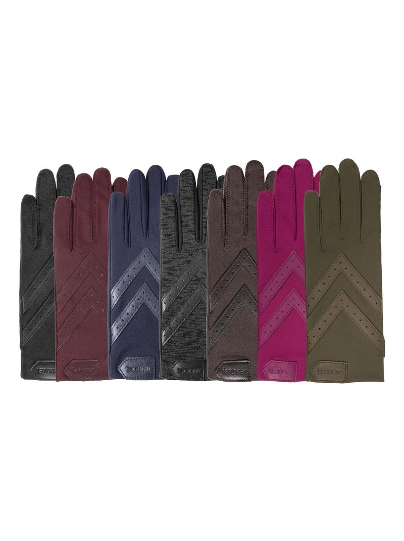 Gants tactiles tissu extensible recyclé, résistant à l'eau, non doublé, femme Isotoner Vert olive - Kiabi