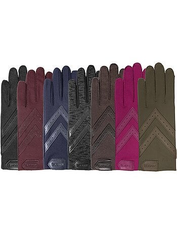 Gants tactiles tissu extensible recyclé, résistant à l'eau, non doublé, femme