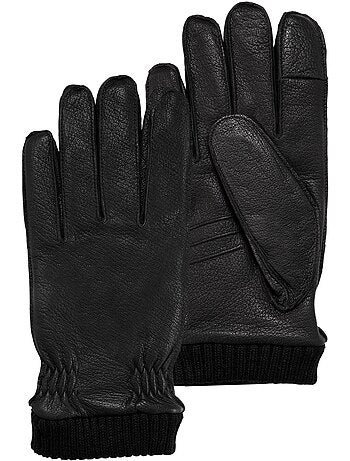 Gants tatciles, en cuir de chèvre, doublés imitation micro- imitation homme isotoner