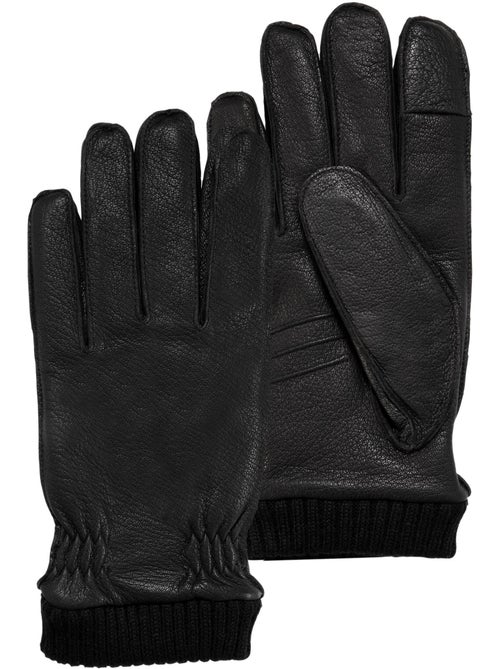 Gants tatciles, en cuir de chèvre, doublés imitation micro- imitation homme isotoner - Kiabi