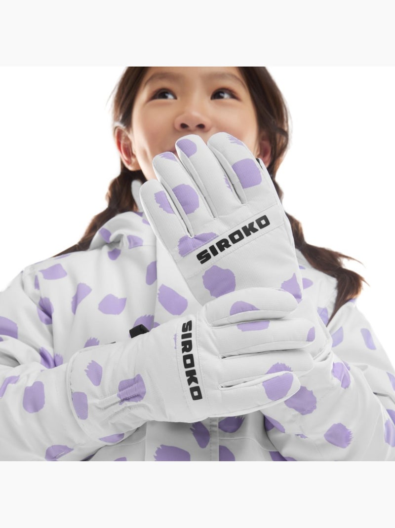 Gants thermiques snowboard et ski enfant sports d'hiver enfants doodle Blanc - Kiabi
