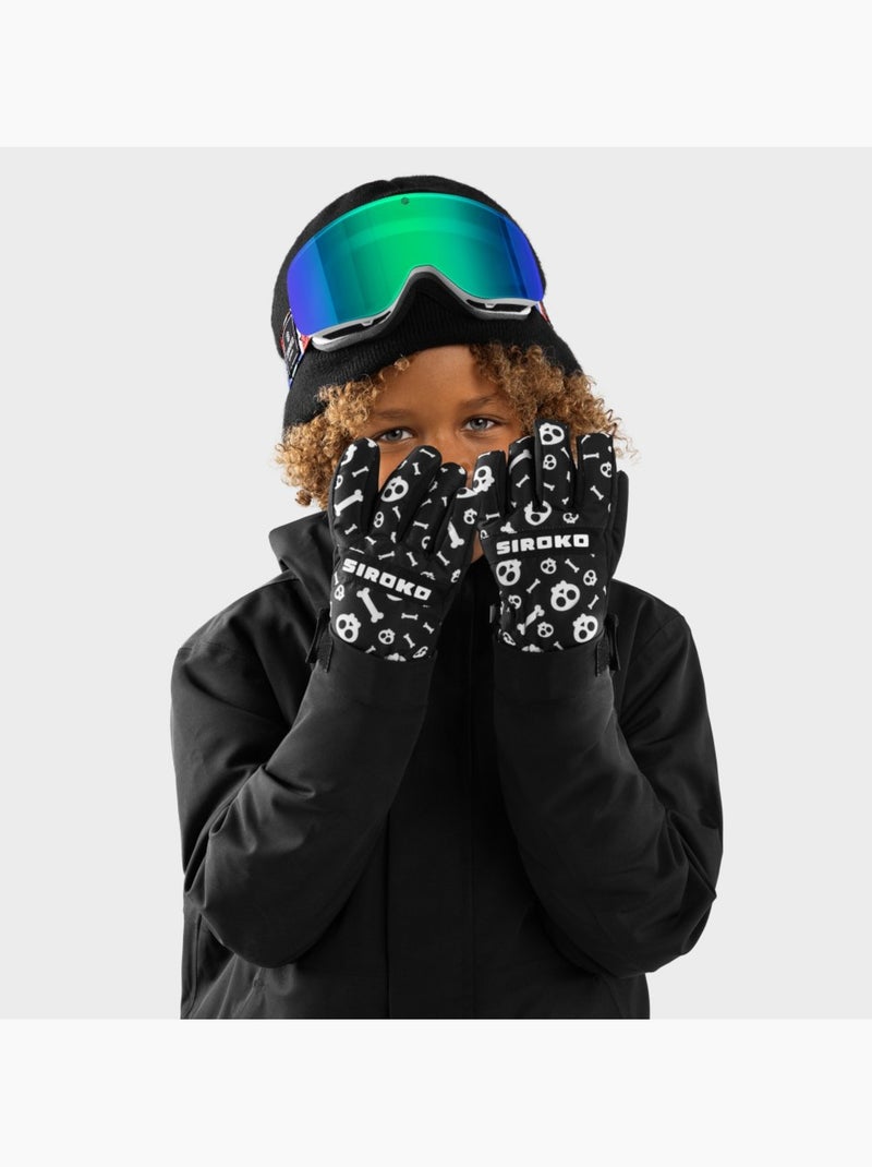 Gants thermiques snowboard et ski enfant sports d'hiver enfants skull Noir - Kiabi