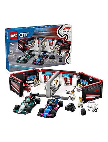 Garage de F1® et voitures Mercedes-AMG et Alpine