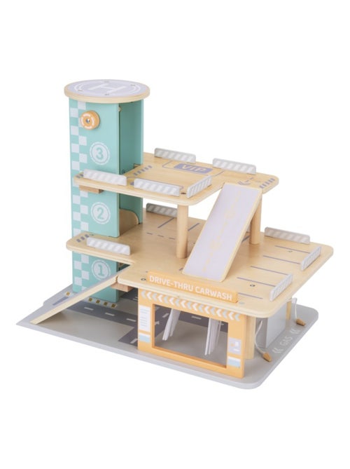 Garage en bois avec panneaux de signalisation lave auto - Kiabi