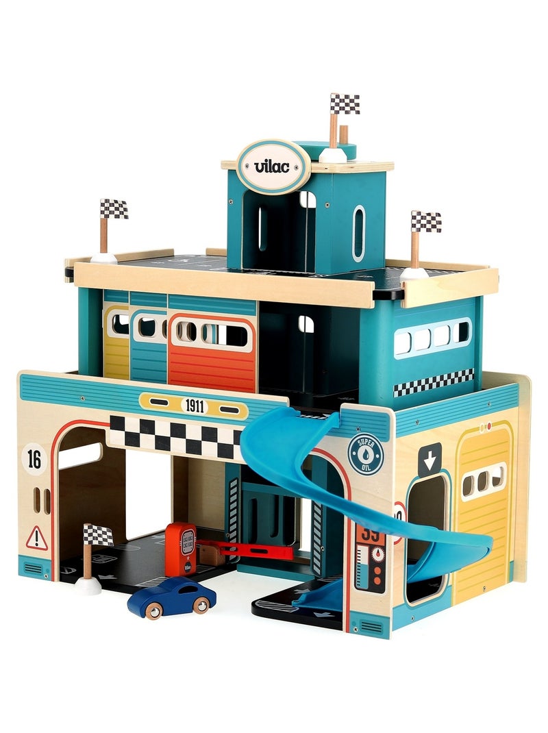 Garage en bois vintage Vilacity Bleu - Kiabi