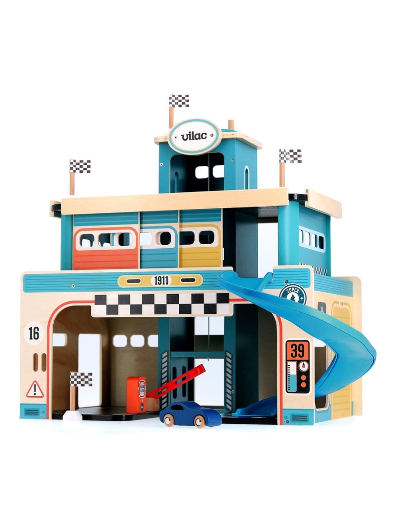 Garage en bois vintage Vilacity Bleu - Kiabi