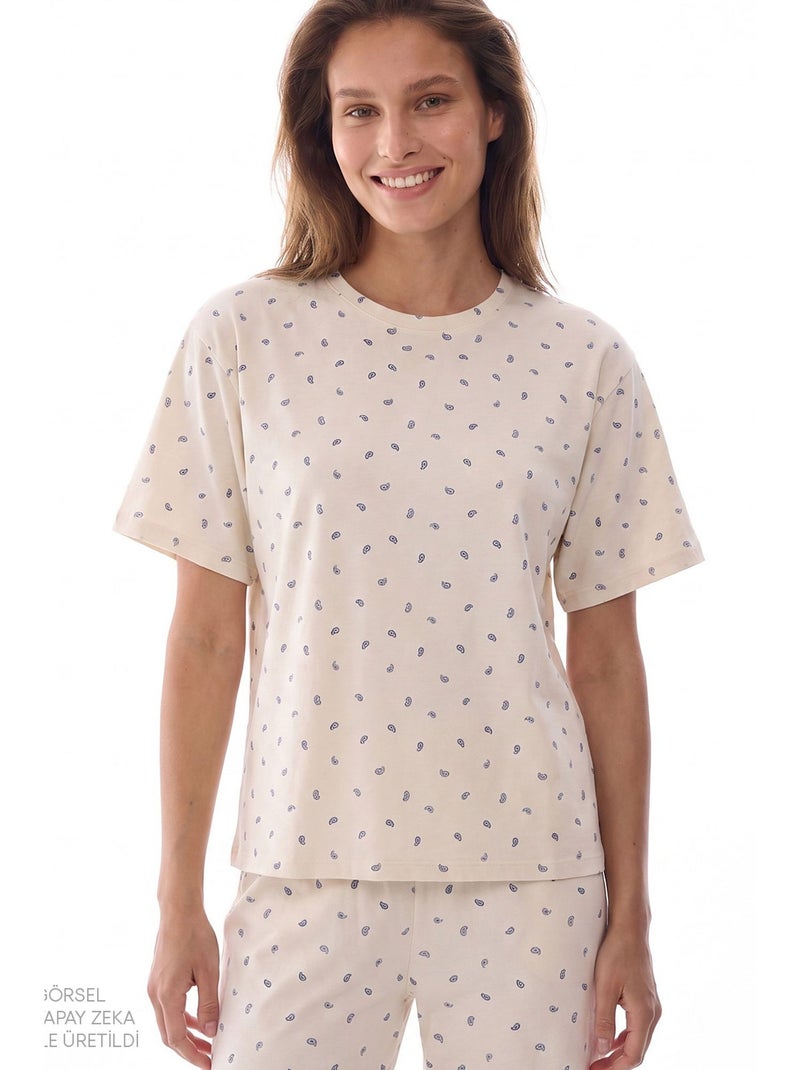 Gardenya hallie ensemble de pyjama à motif foulard et manches courtes penti Crème - Kiabi