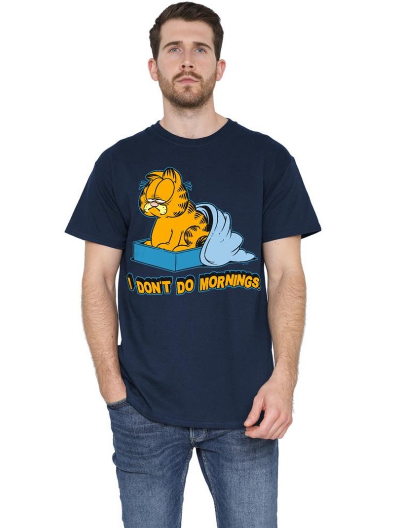 Garfield - T-shirt DON'T DO MORNINGS Bleu marine - Kiabi