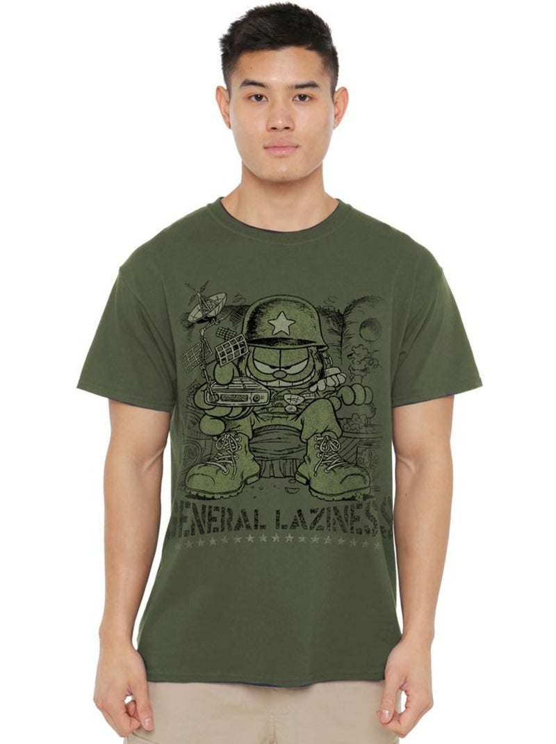 Garfield - T-shirt GENERAL LAZINESS Vert kaki - Kiabi