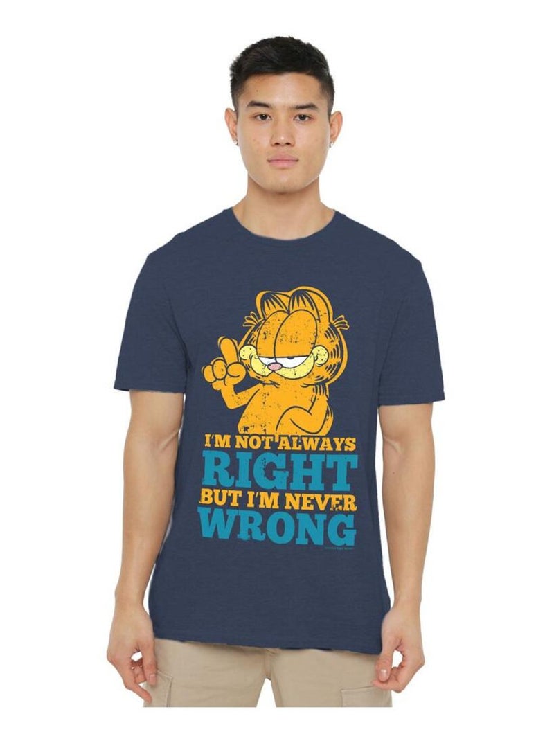 Garfield - T-shirt manches courtes NEVER WRONG Bleu marine - Kiabi