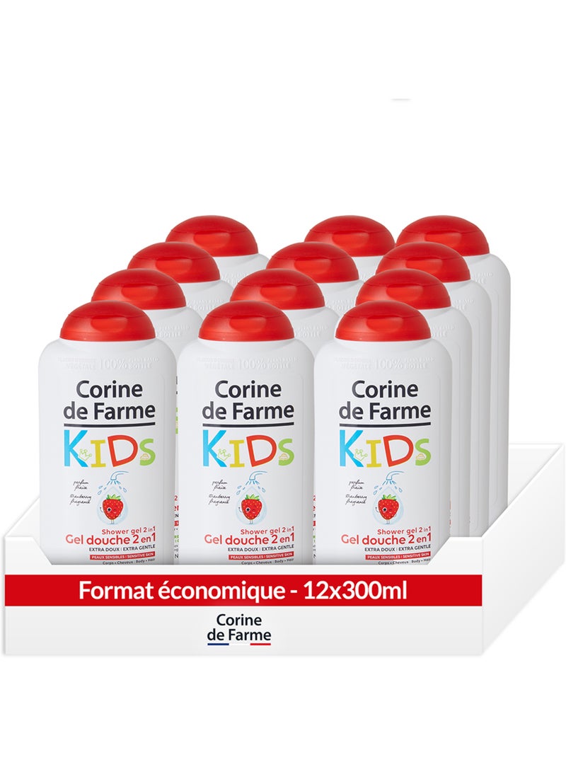Gel douche corine de farme kids parfum fraise éco pack x12 Blanc Multicolore - Kiabi