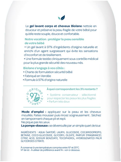 Gel lavant corps & cheveux 2 en 1 750ml biolane - Kiabi Gel lavant corps & cheveux 2 en 1 750ml biolane - Kiabi