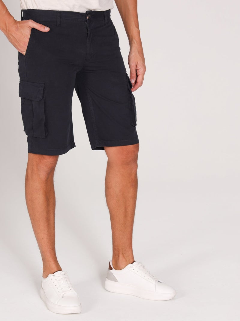 Gentleman Farmer - Bermuda cargo coupe regular en coton MIRKO Bleu marine - Kiabi
