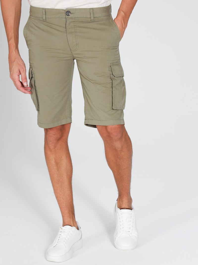 Gentleman Farmer - Bermuda cargo coupe regular en coton MIRKO Kaki - Kiabi