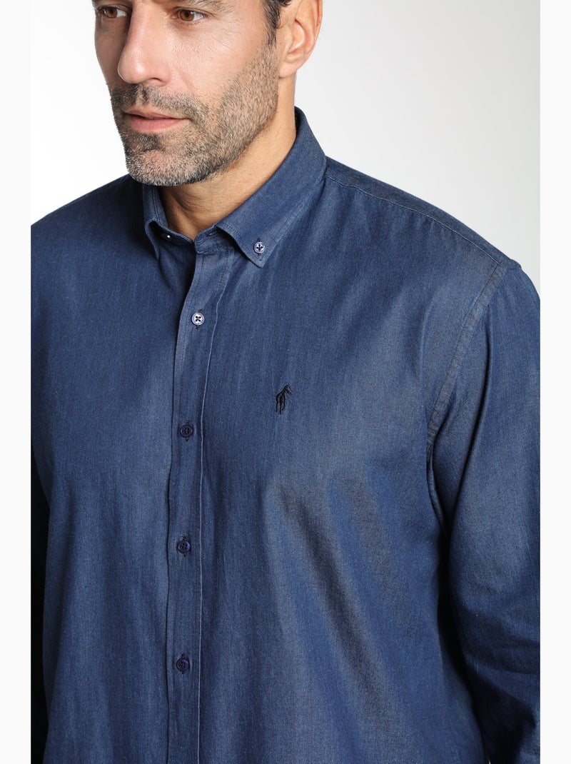 Gentleman Farmer - Chemise manches longues en coton CALY Indigo - Kiabi
