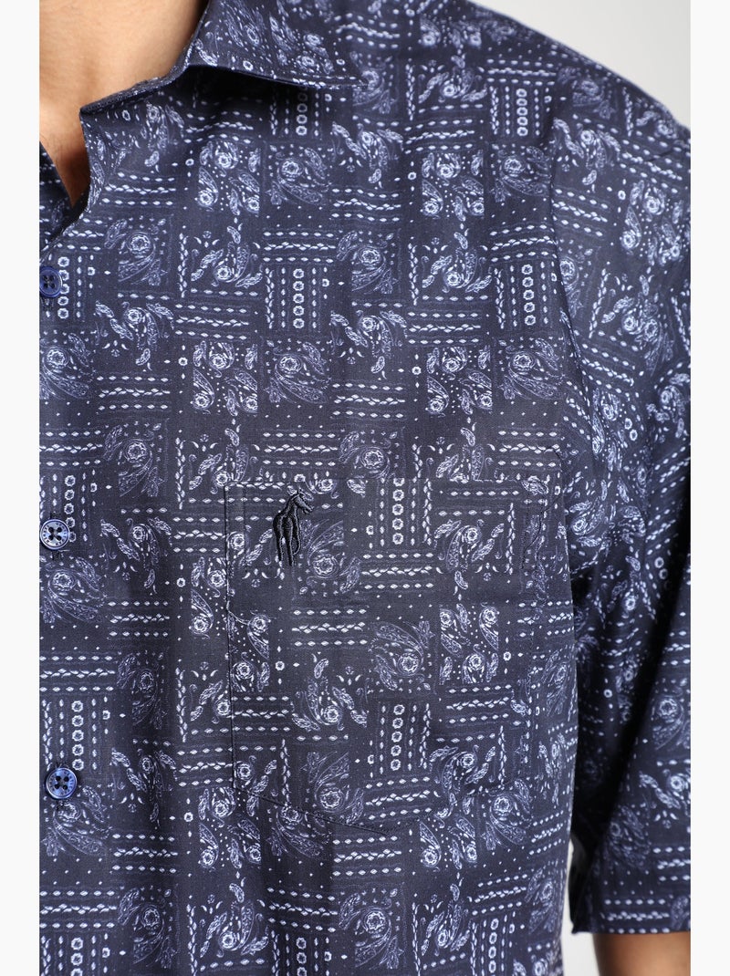 Gentleman Farmer - Chemise manches longues en coton CHAN Bleu marine - Kiabi