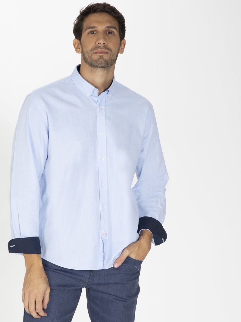 Gentleman Farmer - Chemise oxford manches longues en coton COLINS Bleu ciel - Kiabi