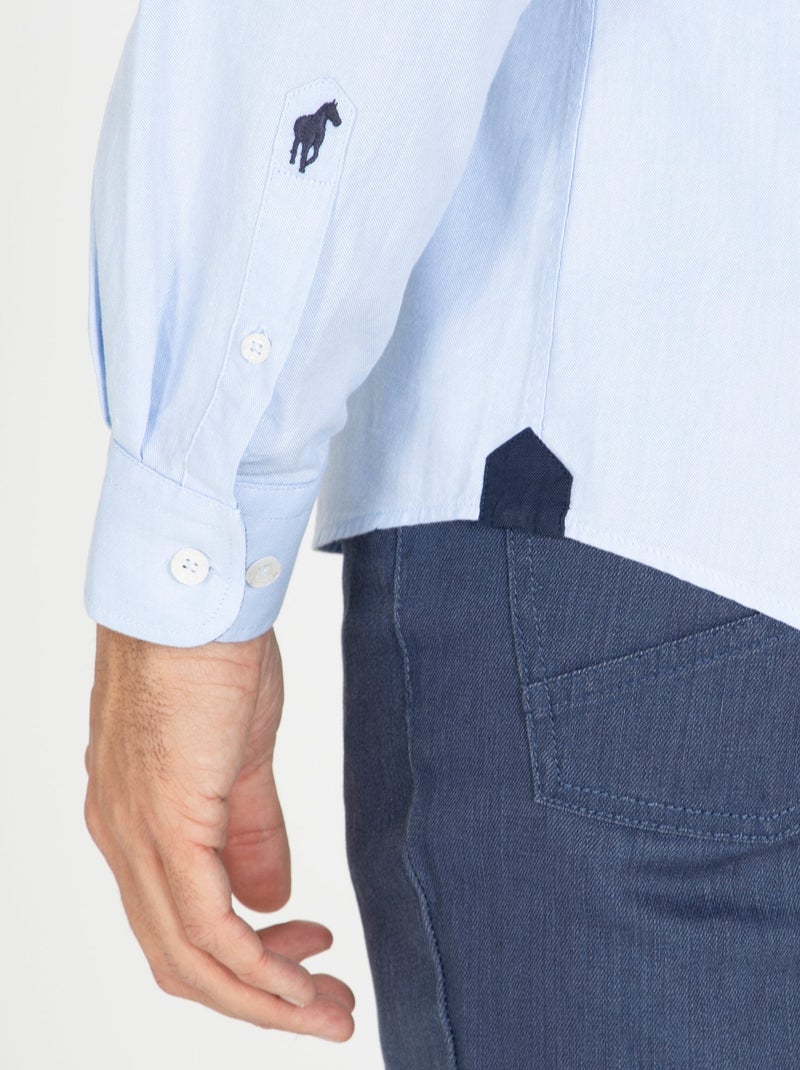 Gentleman Farmer - Chemise oxford manches longues en coton COLINS Bleu ciel - Kiabi