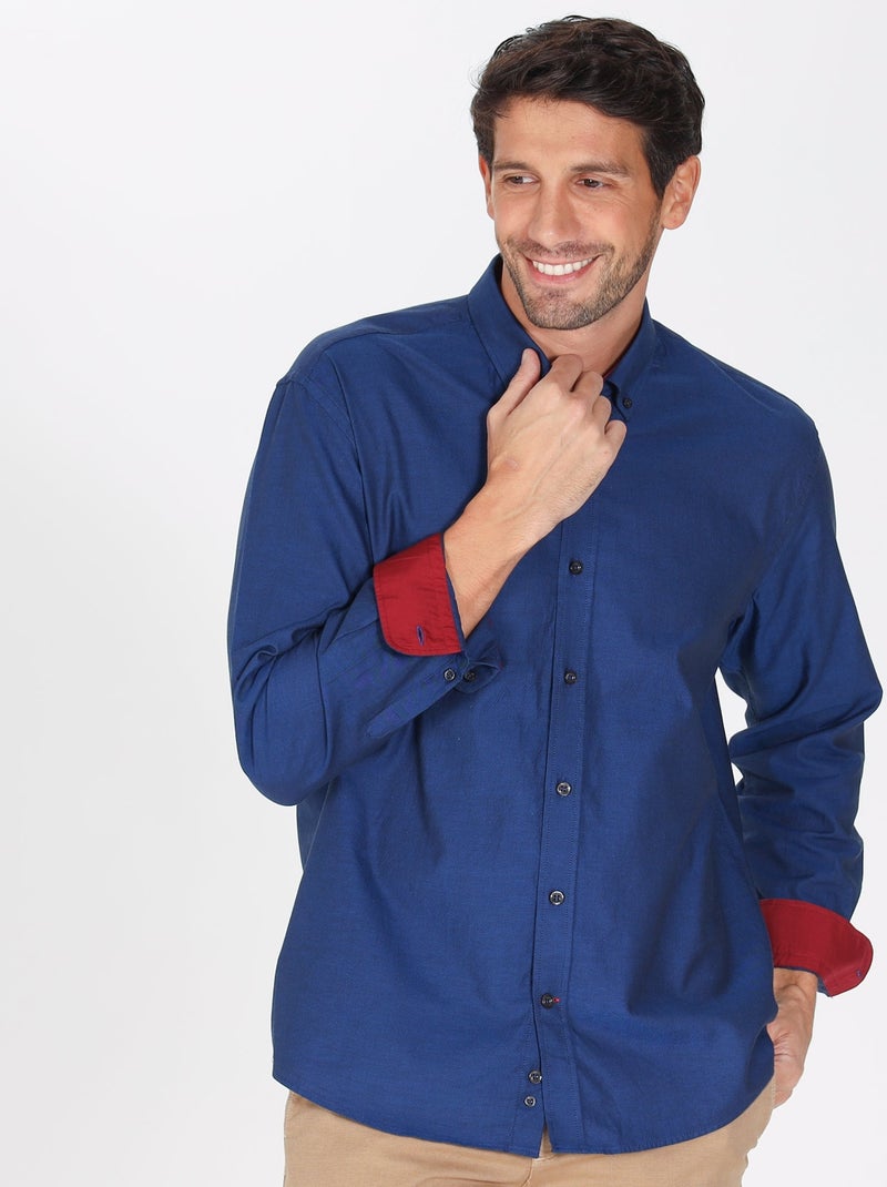 Gentleman Farmer - Chemise oxford manches longues en coton COLINS Bleu - Kiabi