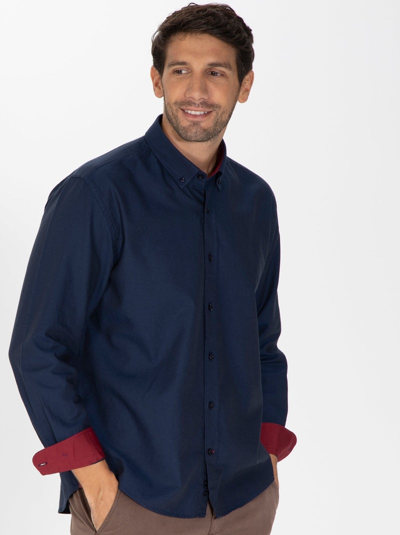 Gentleman Farmer - Chemise oxford manches longues en coton COLINS Bleu marine - Kiabi