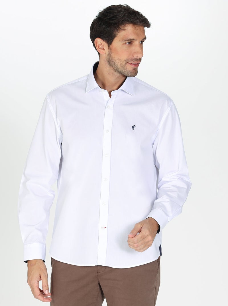Gentleman Farmer - Chemise popeline manches longues en coton COCKER Blanc - Kiabi