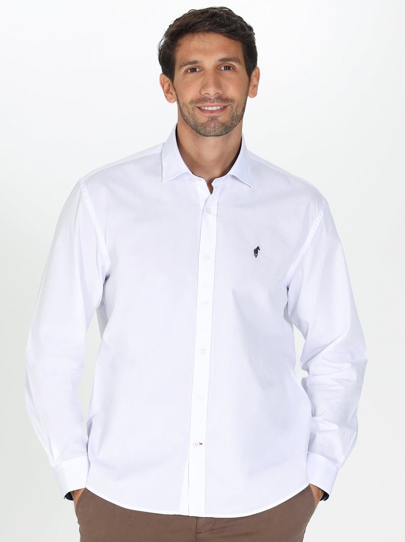 Gentleman Farmer - Chemise popeline manches longues en coton COCKER Blanc - Kiabi