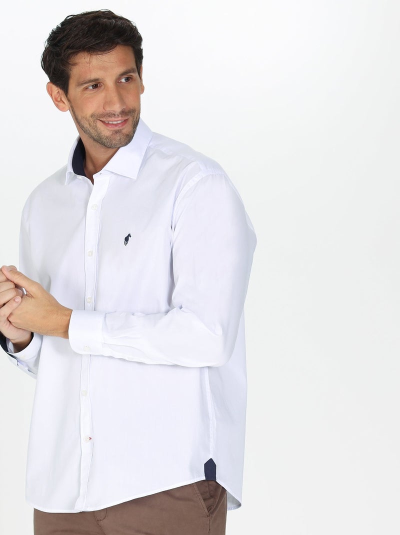 Gentleman Farmer - Chemise popeline manches longues en coton COCKER Blanc - Kiabi