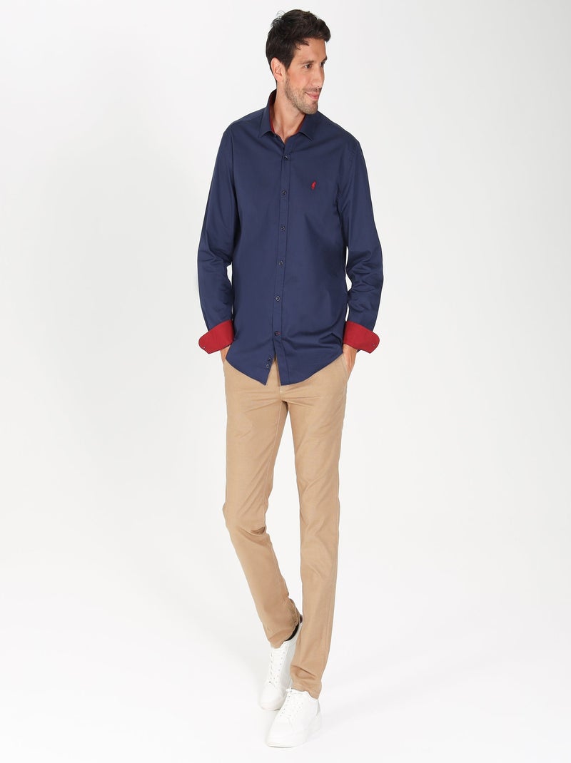 Gentleman Farmer - Chemise popeline manches longues en coton COCKER Bleu marine - Kiabi