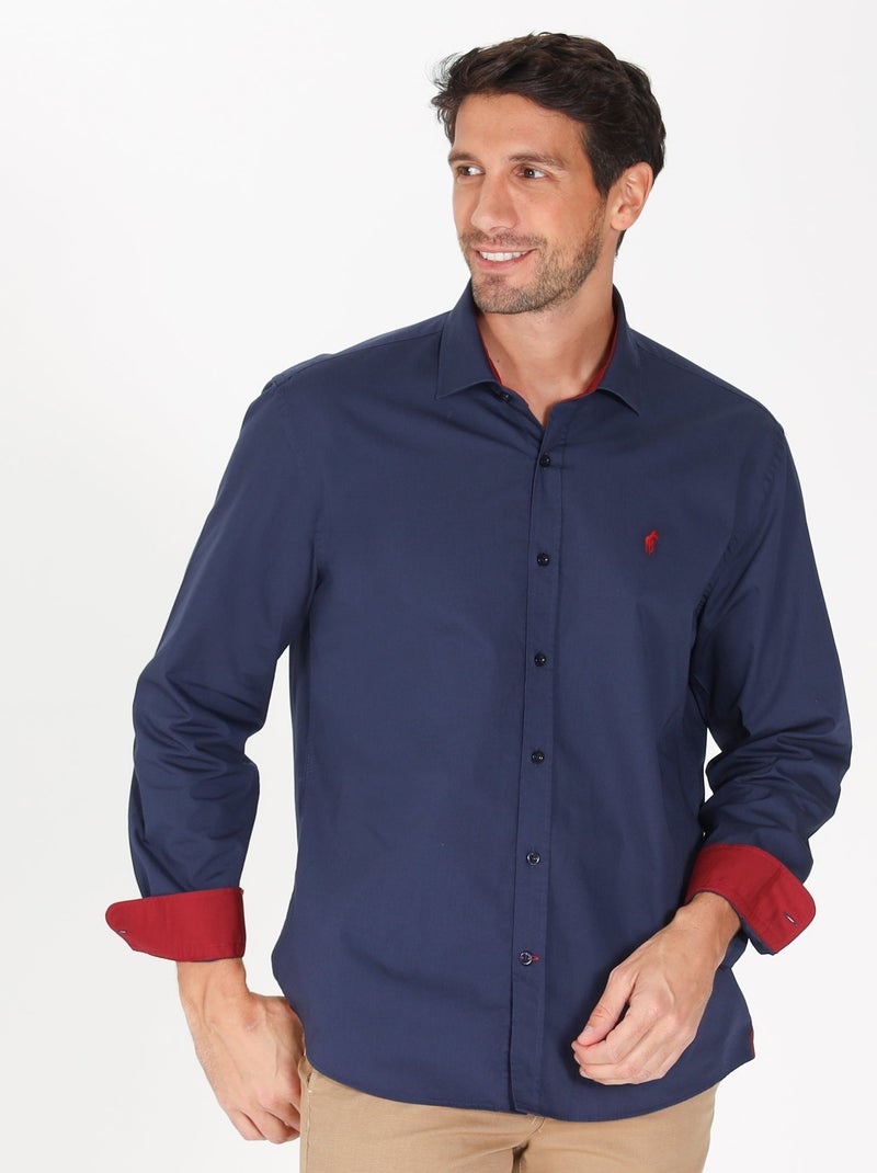 Gentleman Farmer - Chemise popeline manches longues en coton COCKER Bleu marine - Kiabi