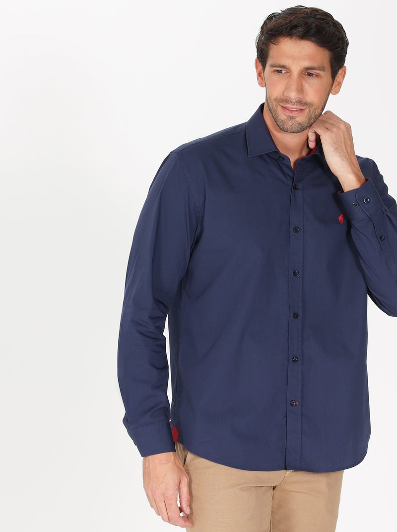 Gentleman Farmer - Chemise popeline manches longues en coton COCKER Bleu marine - Kiabi