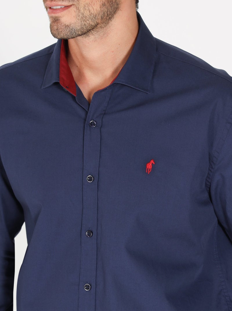 Gentleman Farmer - Chemise popeline manches longues en coton COCKER Bleu marine - Kiabi