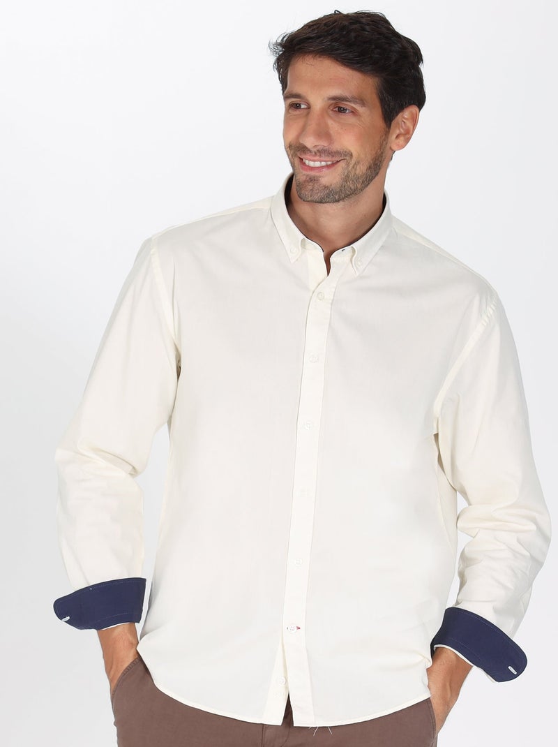 Gentleman Farmer - Chemise popeline manches longues en coton CROSBY Beige - Kiabi