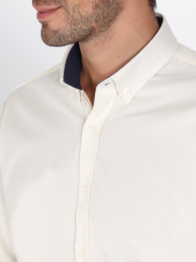 Gentleman Farmer - Chemise popeline manches longues en coton CROSBY Beige - Kiabi