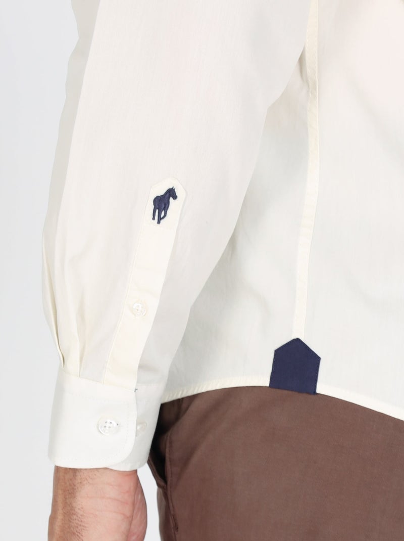 Gentleman Farmer - Chemise popeline manches longues en coton CROSBY Beige - Kiabi
