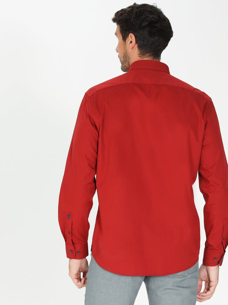 Gentleman Farmer - Chemise popeline manches longues en coton CROSBY Bordeaux - Kiabi