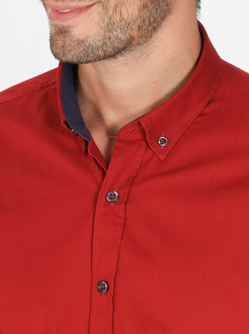 Gentleman Farmer - Chemise popeline manches longues en coton CROSBY Bordeaux - Kiabi