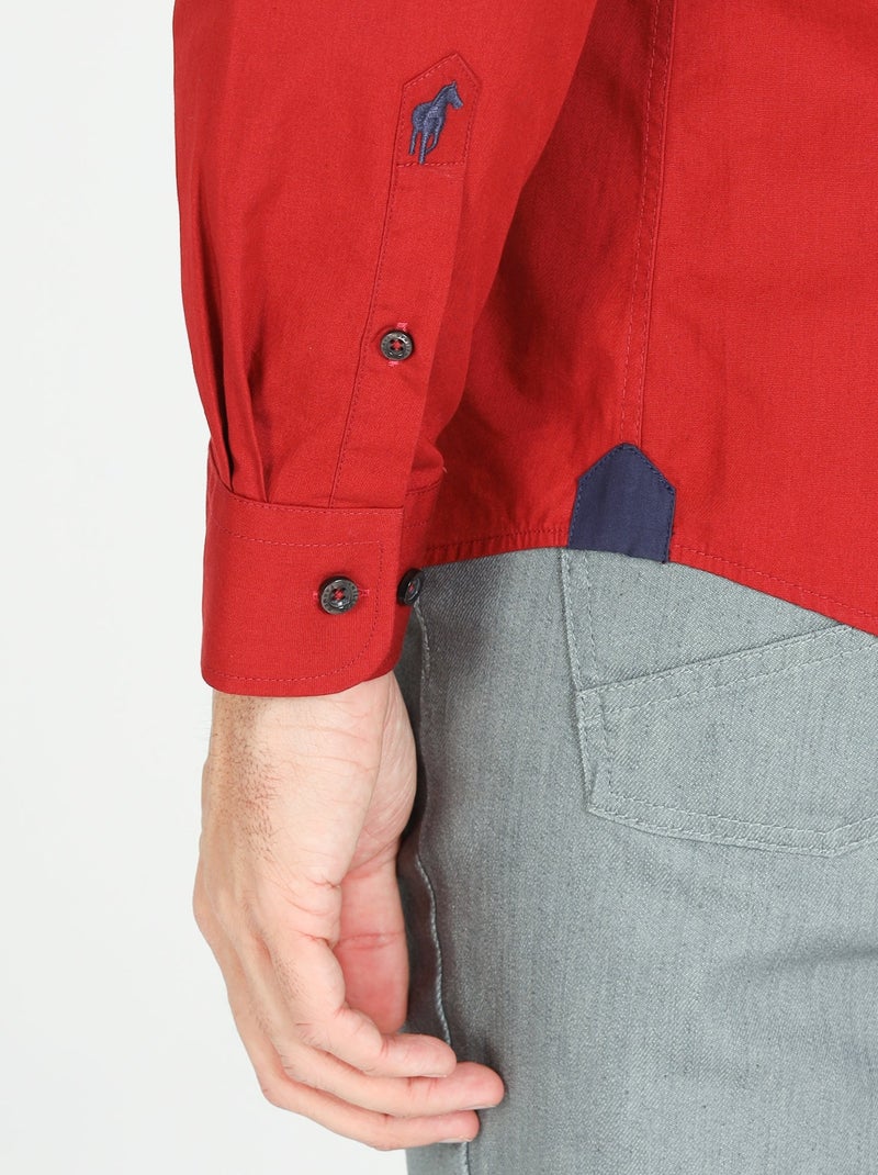Gentleman Farmer - Chemise popeline manches longues en coton CROSBY Bordeaux - Kiabi