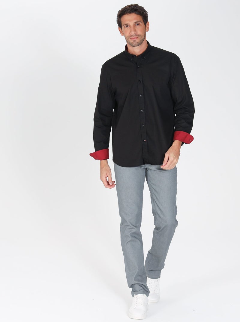 Gentleman Farmer - Chemise popeline manches longues en coton CROSBY Noir - Kiabi