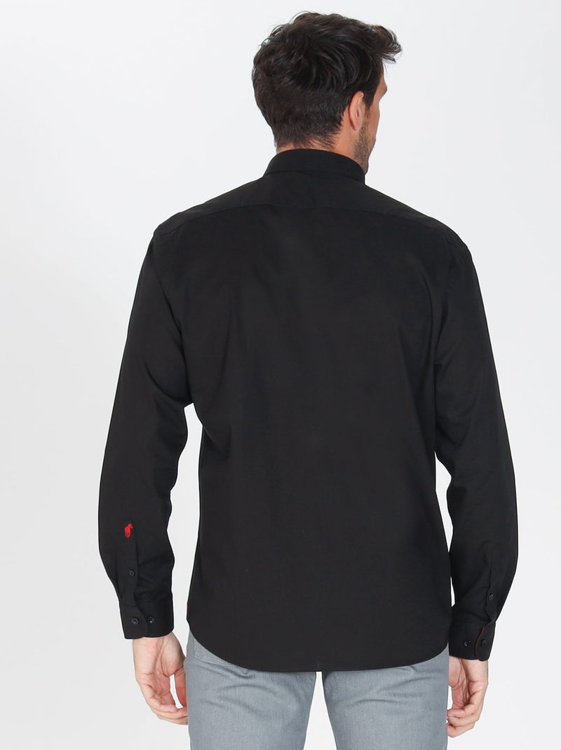 Gentleman Farmer - Chemise popeline manches longues en coton CROSBY Noir - Kiabi