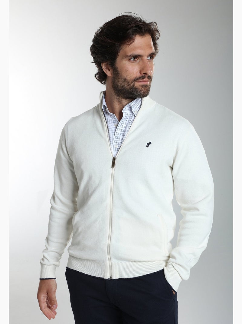 Gentleman farmer - gilet manches longues coton morgan Blanc - Kiabi