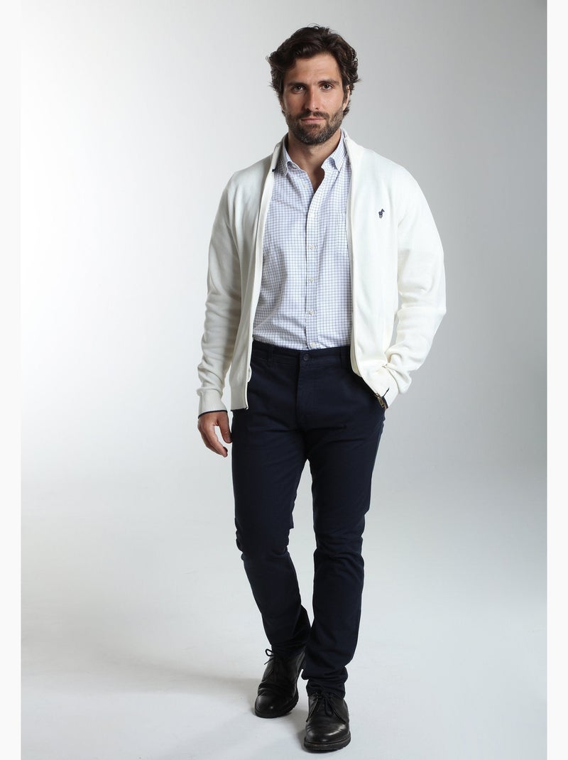 Gentleman farmer - gilet manches longues coton morgan Blanc - Kiabi